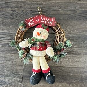 Festive Snowman Christmas/winter season Wreath - “We ❤️ Snow” 13”